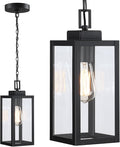 13 Inch Outdoor Pendant Lights for Porch-Ceiling Mount Exterior Pendant Lights Steel and Glass Outdoor Porch Hanging Light for Hallway Entrance Gazebo E26