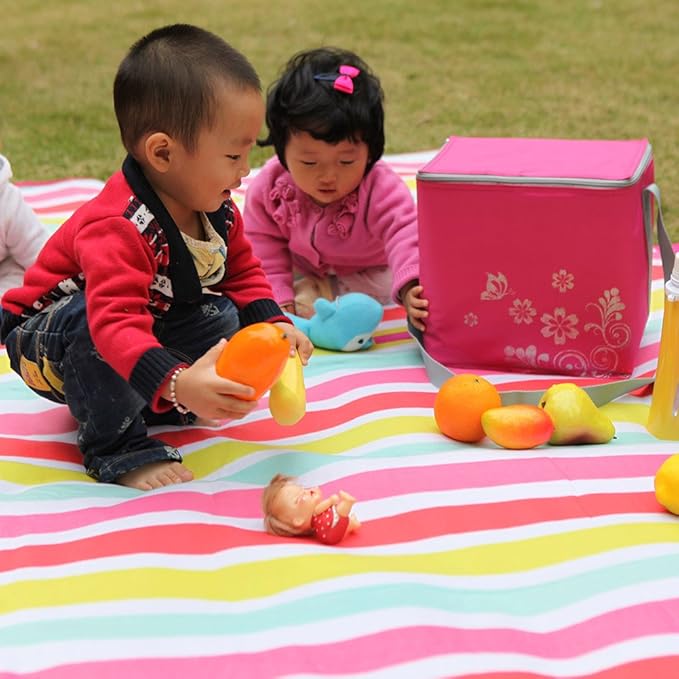 yodo Outdoor Picnic Blanket Water-Resistant for Camping Hiking FestivalsRose Stripe