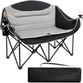 UBALANCE Double Camping Chair for Adults - Heavy Duty 650LBS Portable Camping Chairs Oversized Camping Loveseat Folding Camping Chair for Garden Lawn Sport Picnic Beach Fishing (Gray)