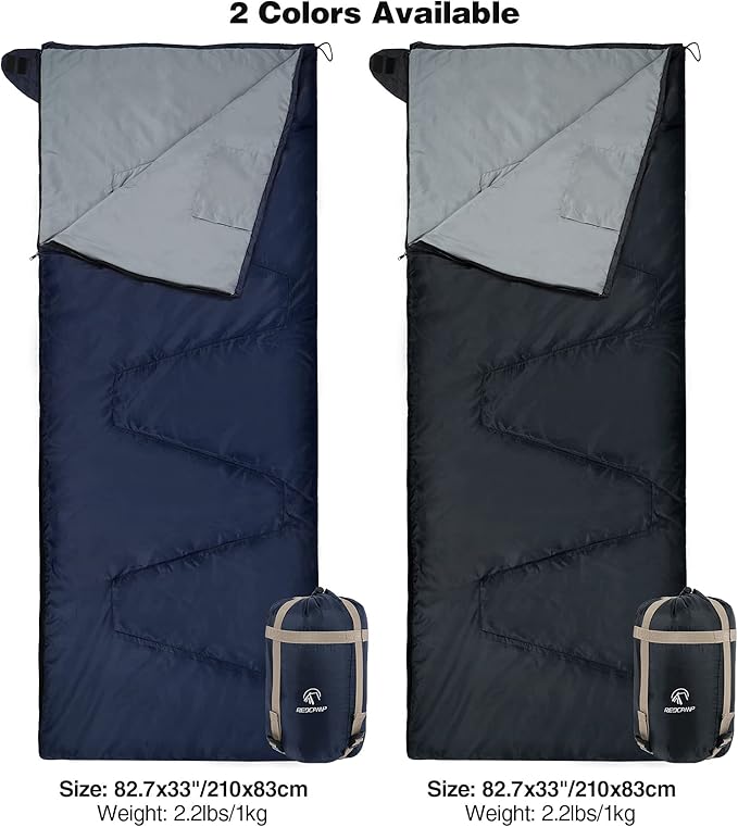 REDCAMP Ultra Lightweight Sleeping Bag for Backpacking Hiking Comfort for Adults Warm Weather with Compression Sack