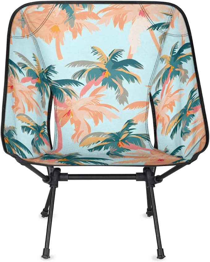 Honeybaby Folding Camping Chair Palm Tree Print Camping Chairs Lightweight Portable Chair Outdoor Foldable Chairs for Camping Travel Picnic Beach Hiking