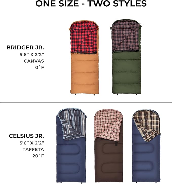 Teton Junior 20 Degree and 0 Degree Sleeping Bags. Finally Sleeping Bag for Boys Girls All Kids Warm and Comfortable for All Camping Weather and Built to Last
