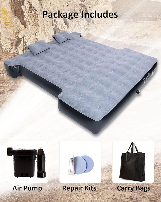 MIROZO Truck Air Mattress Inflatable Bed for 5.5-5.8ft Full Size Short Truck Bedswith Pump &amp Carry Bag for Outdoor CampingHomeTent(Grey)
