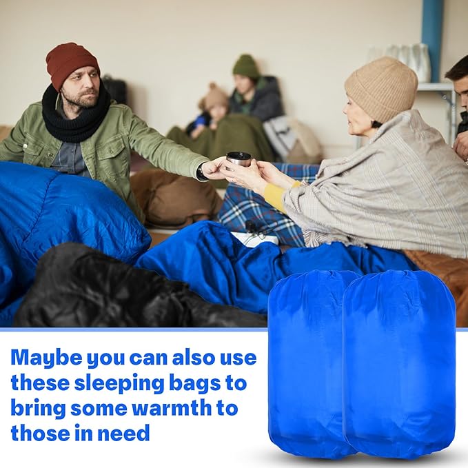 Macarrie 6 Pack Bulk Sleeping Bags for Homeless Donation 0 Degree Waterproof Sleeping Bags with Compression Sack for Adults Winter Cold Weather Care Camping Hiking Emergency