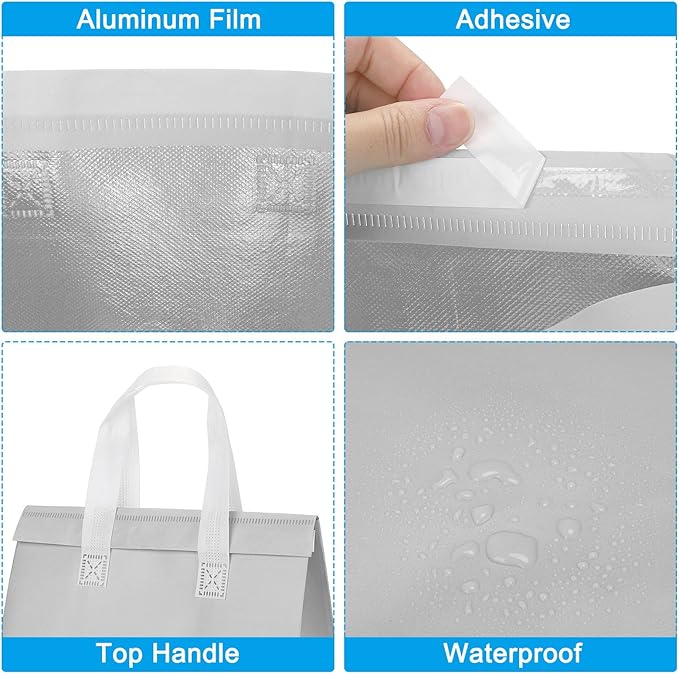 PATIKIL Insulated Take Away Bags 25 Pcs Insulation Cooler Bag Grocery Thermal Bags 11.8 x 7.9 x 12.6 Inch for Hot Cold Frozen Food Delivery Multi-Color
