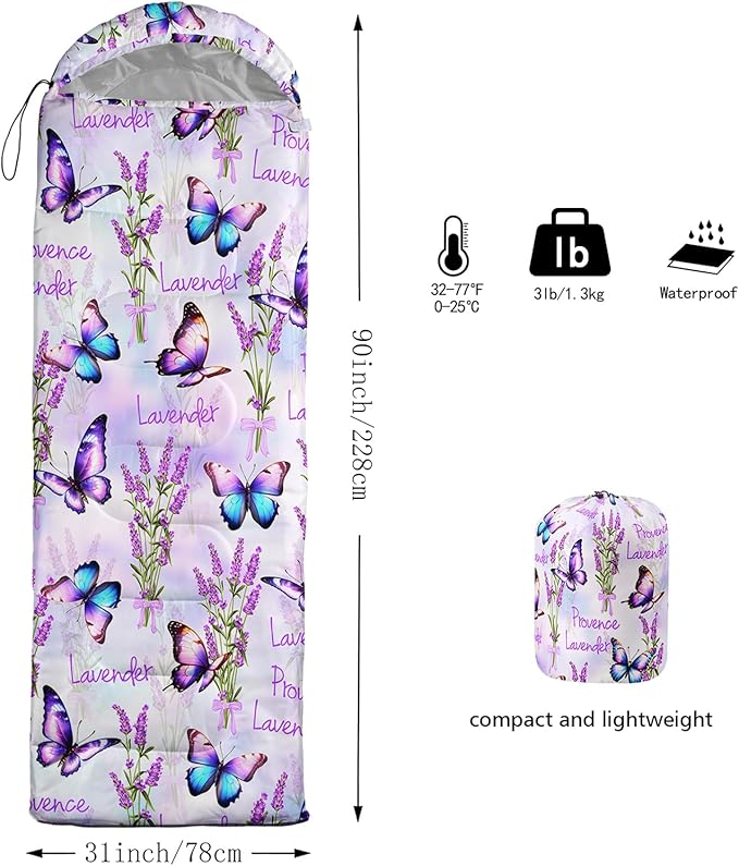 HOSIMA Kids Cute Dog Sleeping BagDifferent Pet Dogs Pattern Cold Weather Gear for CampingAnimal Themed with Christmas Tree Print Waterproof Sleeping Bags for Outdoors Hiking.