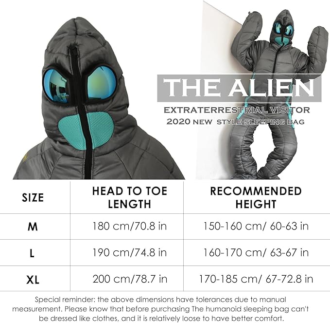 Wearable Sleeping Bag Full Body Sleeping Bag Suit Alien Walkable Sleep Bed for Travel Outdoor Hiking Ultraligh T Windproof Adult Camping Wearable Jacket for Climbing