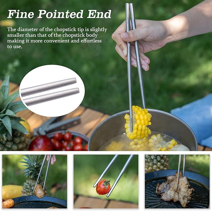 Boundless Voyage Titanium Spoon Fork Knife Telescopic Chopsticks Kitchen Utensils Set Folding Tableware Dinnerware Set Camping Flatware for 1-4 Person