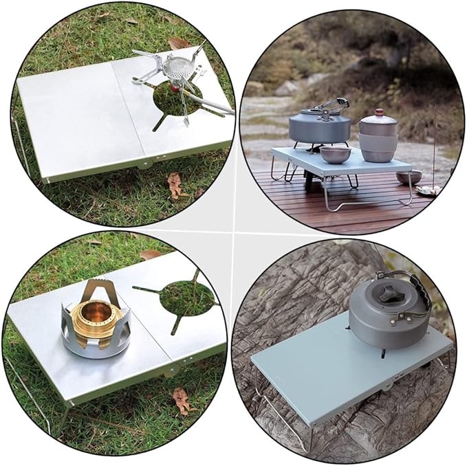 1set Portable Camping Table Lightweight Outdoor Picnic Desk Silver Finish Easy to Clean and Transport for Indoor and Outdoor Use