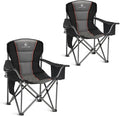 ALPHA CAMP 2PC Oversized Camping Chair Heavy Duty Lawn Chair with Cooler Bag (Black)