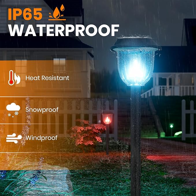 AOSEA Christmas Solar Pathway Lights Outdoor Waterproof Solar Powered Garden Lights Christmas Decor Garden Lighting for Yard Patio Landscape Pathway (RGB Flash Mode Only 10 Pack)