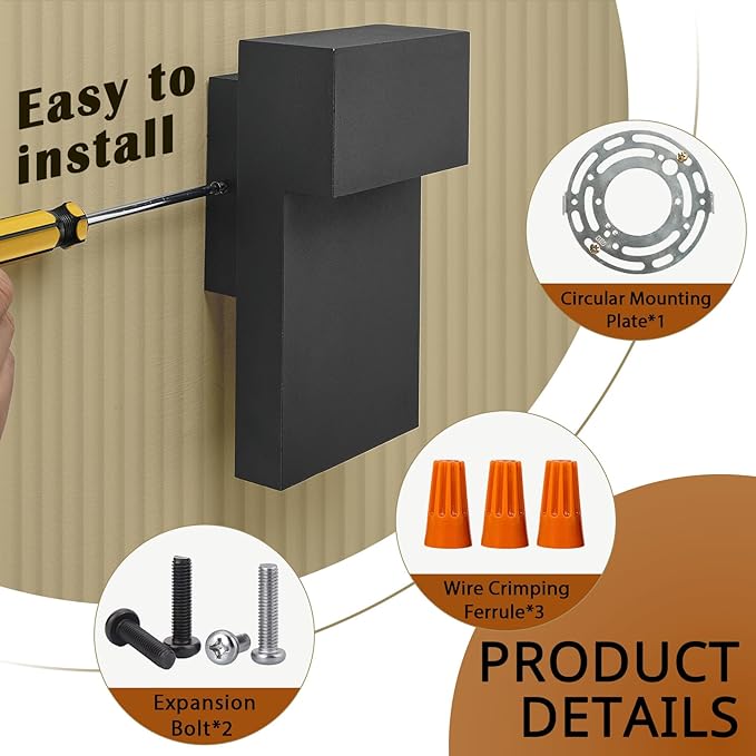 Outdoor Wall Lights Modern LED Exterior Lighting Fixtures 3000K 15W Outdoor Wall Sconce for Porch Matte Black Outside Wall Mount Lights for Front Door House Garage Indoor.