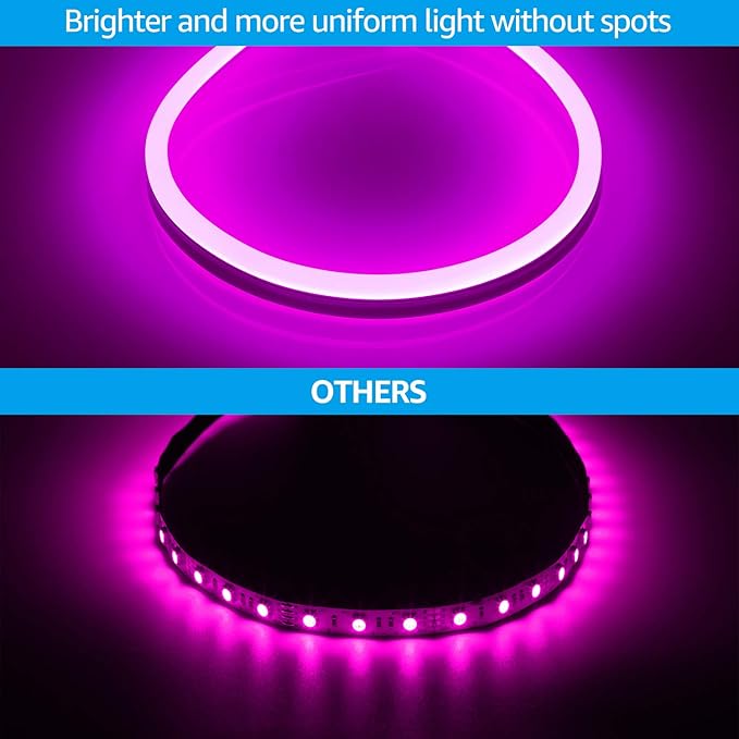 TORCHSTAR Premium 50ft LED Neon Rope Lights Easter &amp Spring Decoration Outdoor IP67 Waterproof 120V UL Plug ETL Listed Connectable Neon Light Strip for Shop Sign Max 3 Sets(150FT) Pink Light