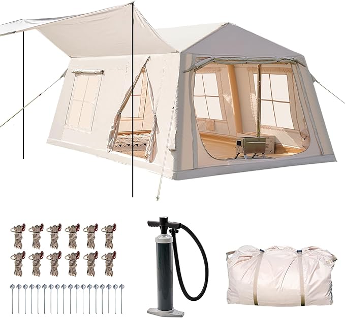 ABORON 2/6/8/10/12 Person Inflatable Camping Tent Easy Setup Blow Up Tent with Hand Pump PU3000mm Waterproof &amp Breathable 4 Season Glamping Tent for Outdoor Camping