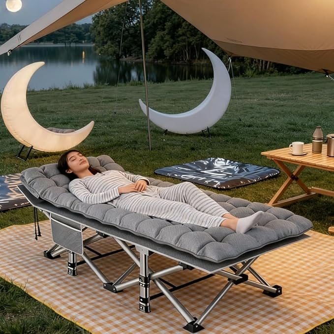 Camping bed with a load capacity of 560/660/760 lbs with a mattress and a storage bag. It is a foldable and easy-to-store guest bed A version without a mattress is also available (Grey 560lbs)