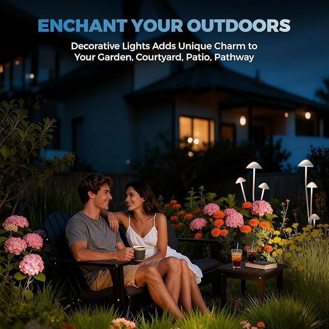 Gardencoin LED Low Voltage Outdoor Lighting Kit 24V Outdoor Landscape Decorative Lights Unique Aluminum Mushroom Light Wired with Transformer for Garden Patio Lawn Backyard Pathway Set of 3
