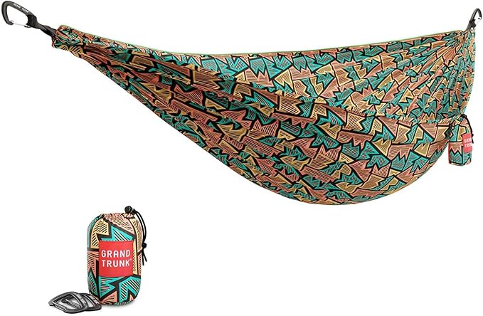 GRAND TRUNK TrunkTech Double Hammock | Ultra-Strong &amp Lightweight | 11 ft Hammock with Ripstop Nylon | 500 lb Capacity | Fast-Drying &amp Weather-Resistant | Vibin