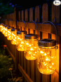Cooo Gift for him her 9 Pack Solar Lanterns Outdoor Waterproof Upgraded Crystal Glass Solar Mason Jar Lights 30 LED 215% Larger SolarPanel Anti-Rust Lid Hanging Outdoor Lanterns for Patio Garden
