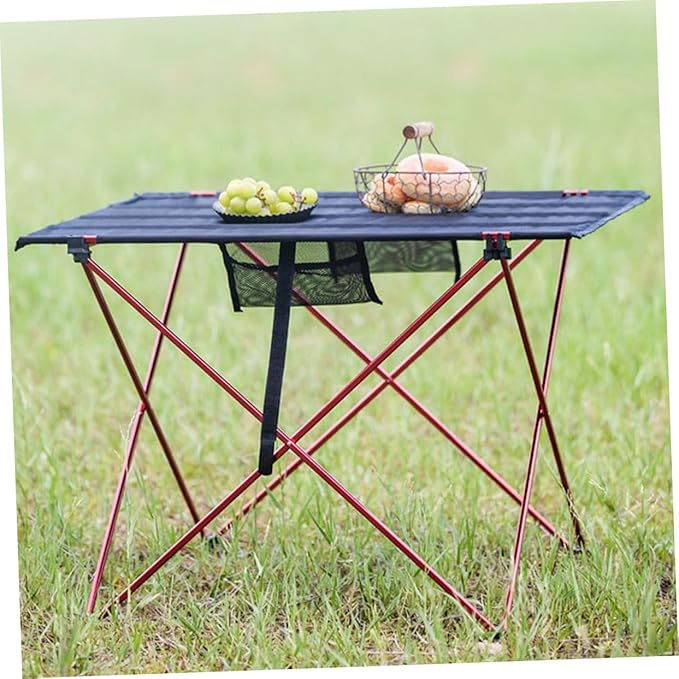SUPVOX Outdoor Folding Picnic Table Set Lightweight Aluminum Alloy Easy Assembly Portable Camp Table for Picnics Camping Hiking Fishing and Outdoor Activities Medium Red