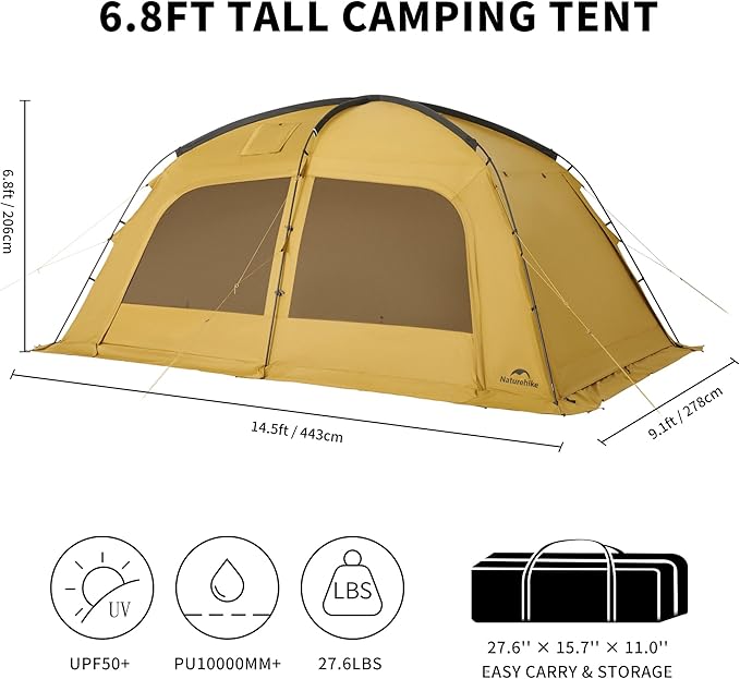 Naturehike Dune Hot Tent with Stove JackDouble Layer 4 Season TentWaterproof 2-4 Person Tents for Camping