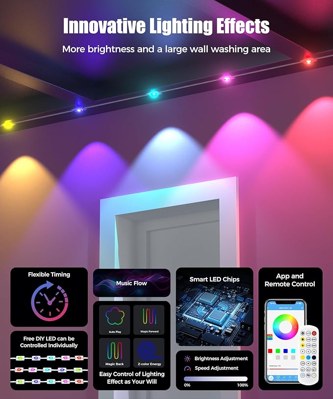 POOFZY Permanent Outdoor Lights for House49ft RGB+IC Smart Outdoor Decor 50 Scene ModesApp/Remote ControlIP67 Waterprooffor ChristmasHalloweenDaily &amp Holiday Party DecorHouse Roof Lighting