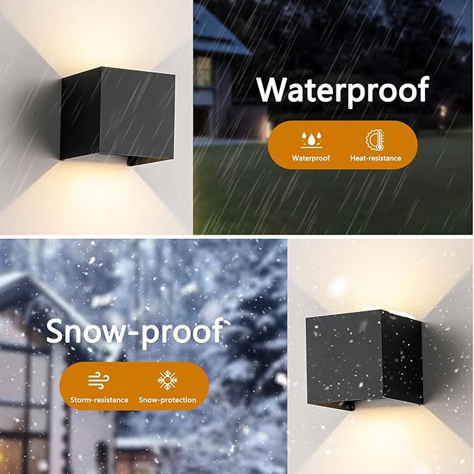 Nigaut Outdoor Wall Light 4 Pack 15W 3000k Black Up and Down Lights Outdoor Sconce Lights for Patio Porch with Adjustable 0-120° Beam Angle LED Exterior/Interior Lighting Fixtures