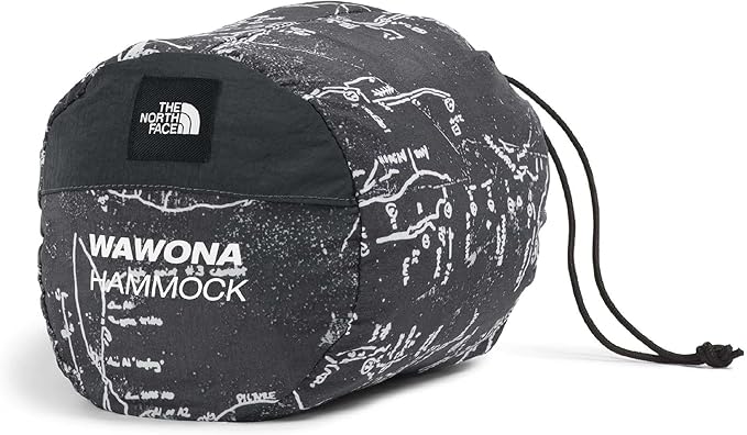 THE NORTH FACE Wawona Camp Hammock - Includes Carabiners &amp Tree Straps for Easy Setup Storage Bag Doubles as Pocket Anthracite Grey Conrad Topo Print/Anthracite Grey One Size