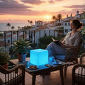 8-in Solar Cube Light Outdoor Waterproof 16 Colors Illuminate Cube Floor Lamp Dimmable Glowing LED Tesseract Cosmic w/Ground Stake &amp Remote Dynamic Effect for Garden Yard Patio Mood Ambient Ligh