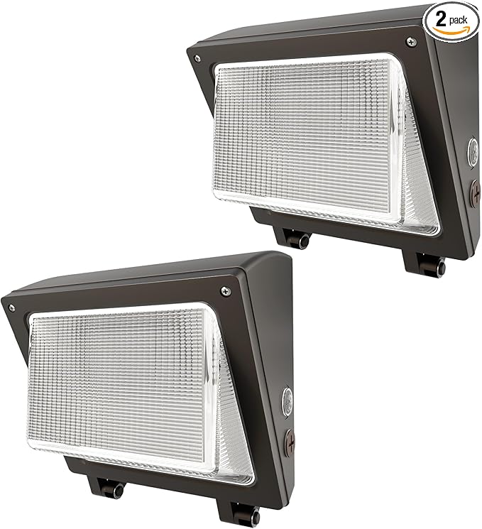 LED Wall Pack Light 75/65/50W with Dusk-to-Dawn Sensor 11250 LM 6000/5000/4000K LED Security Flood Lighting 120V Outdoor Wall Lights for Parking Lots|Warehouses|Factories|Yard 2 Pack