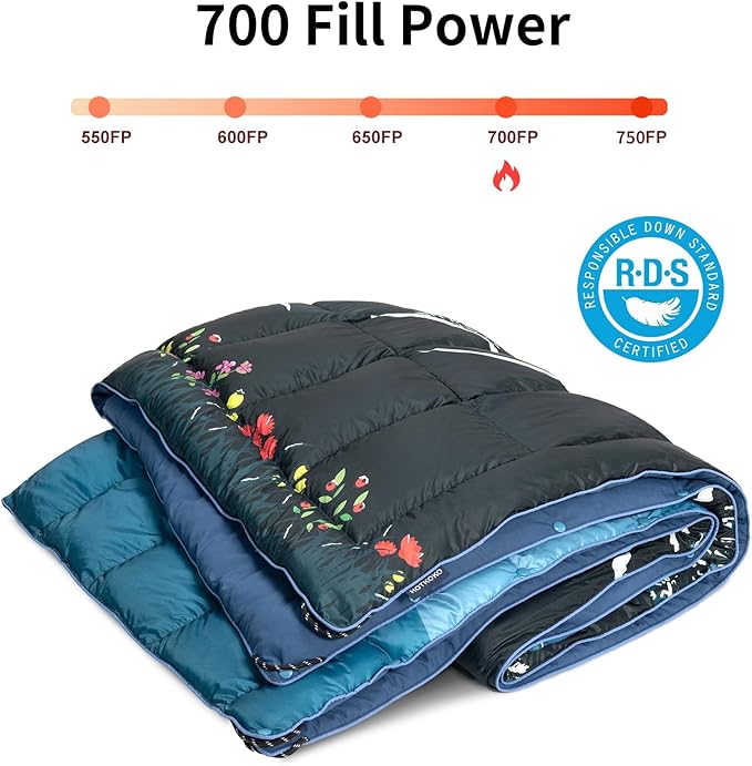 Down Camping BlanketWarm Puffy Lightweight Down Camp Blanket Outdoor Travel Quilt for SleepStadium Hiking 700 Fill Power Water Resistant