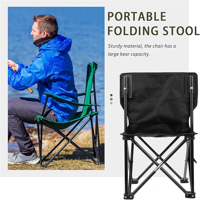 Portable Folding Camping Chair Small with Carry Bag Oxford Cloth Outdoor Fishing Chair Lightweight Seat for Garden Beach Patio and Backyard Leisure Activities