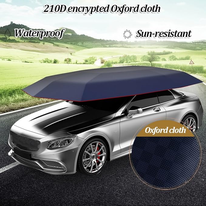 Semi Automatic Car Tent Umbrella Universal Cars Awning Movable Carport Folding Retractable Car Roof Cover for Outdoor Camping(Camouflage)