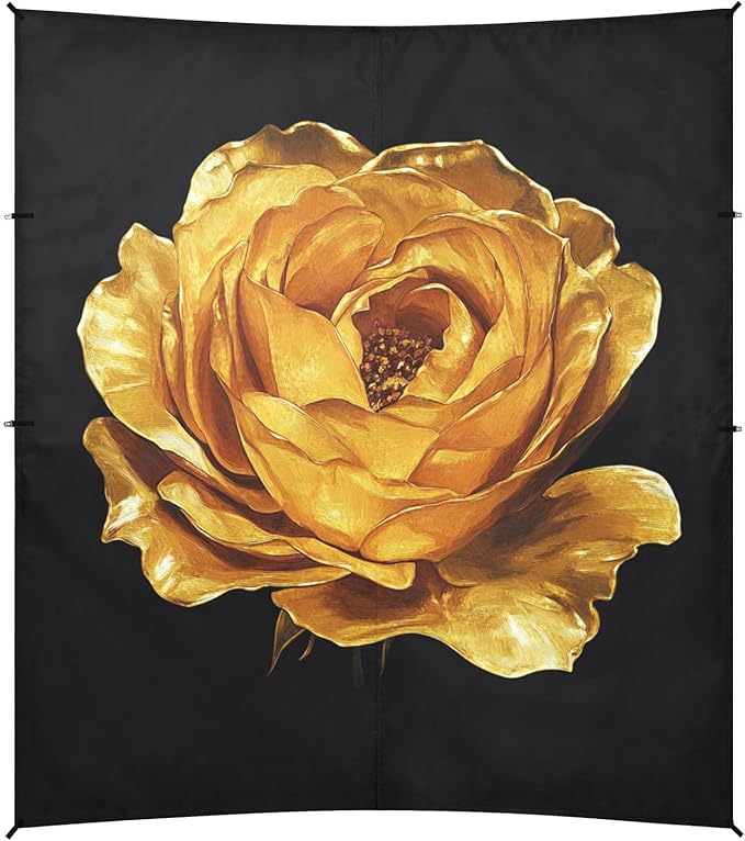 ALAZA Gold Rose Flower Beach Tent Sun Shelter UPF50+ Protection Beach Shade Canopy w/ 4 Sandbags for Outdoor Camping Fishing Backyard Fun Picnic 10x9 ft