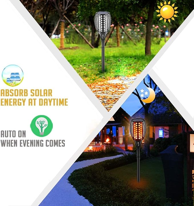 Aityvert Upgraded Larger Solar Torch Waterproof Outdoor Dancing Flames Flickering Flames Garden Light Landscape Decoration Pathway Patio Lights 43 96 LED (2 Pack)