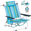 ABORON 5-Position Beach Chair for Adults Lay Flat Reclining Beach Folding Chair with Cooler Bag Backpack Straps Headrest &amp Pouch 350 lbs Capacity Portable for Outdoor Lawn Camping Concert