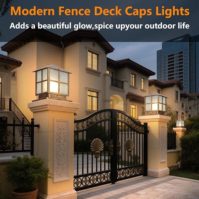 SLAWA Outdoor Post Lights Fixture Modern Yard Entry Outdoor Column Lights with Aluminum Housing Patio Pillar Lights Outdoor with Tempered Glass IP65 Waterproof
