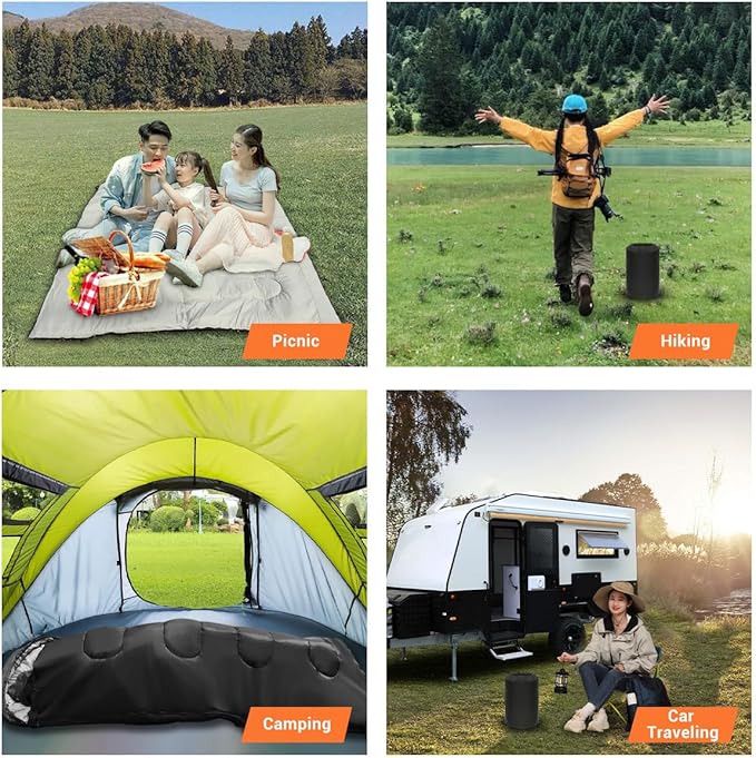 Double Sleeping Bag for Adults CampingBring Pillow XL Queen Size Sleeping Bags for 2 Person Hiking Backpacking Lightweight Waterproof with Compression Sack