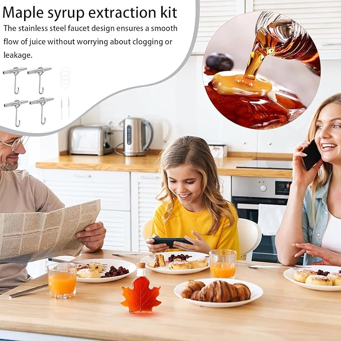 Trunk Faucet Set – Stainless Steel Maple Spiles 4 Pack Portable Tree Tap Accessories Syrup Collection Equipment Compact Easy Use Beginner Expert Suitable | Maple Syrup Tapping Kit Includes