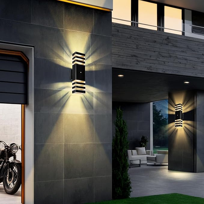 LED Square Up &amp Down Wall Lights 2 Pack 15inchOutdoor Wall Lights 3000K Aluminum Body Waterproof IP65 Exterior Light Fixtures Wall Mount Up Down Porch Lights Outdoor for House Porch Garage