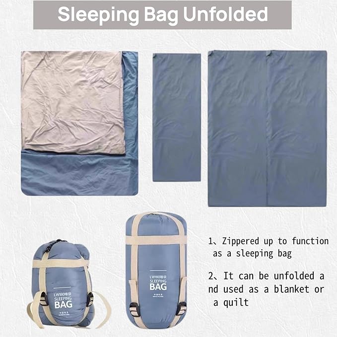 Mini Adult Travel Lightweight Down Cotton for Camping Hiking &amp Backpacking Compact Portable Waterproof Shadow Blue 80.7×33.5 inches