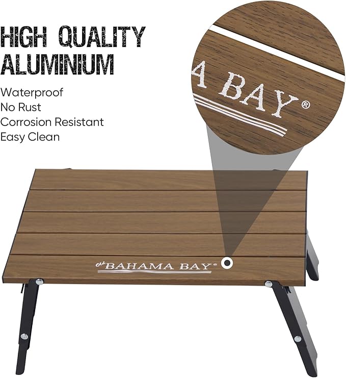 Old Bahama Bay Ultralight Aluminum Mini Table 66lbs/30kg Weight Capacity Foldable Small Beach Table with Retractable LegsSuitable for Picnic Camping Outdoor Hiking