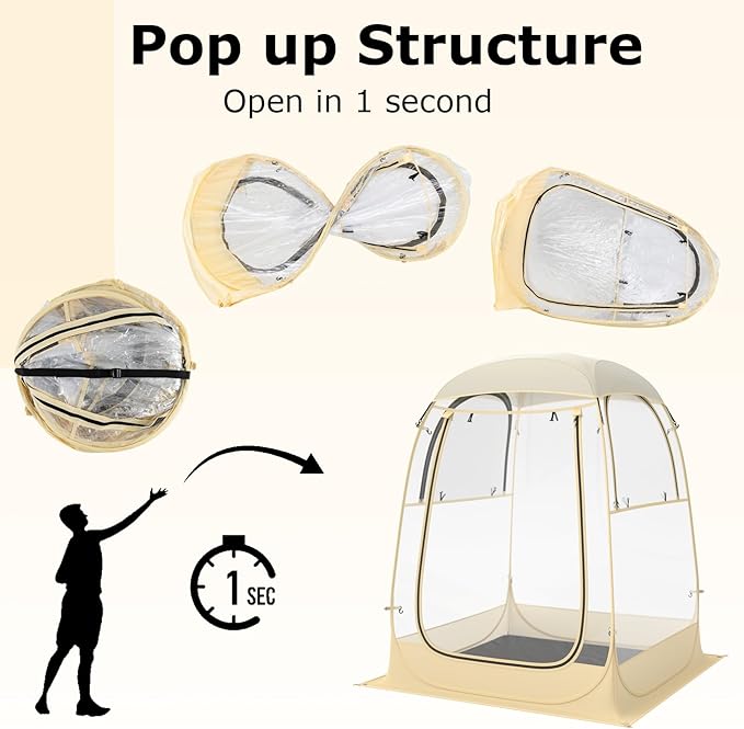 Goplus Sports Tent Instant Pop up Weatherproof Shelter Portable &amp Foldable Outdoor Clear View Bubble Tent w/Carrying Bag Floor Mat Watch Sports Events Camping