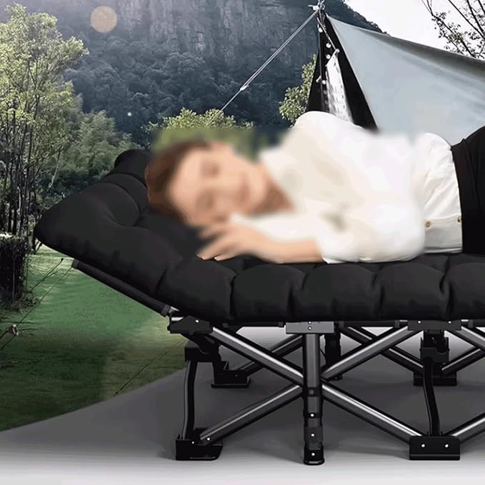 Portable Steel Foldable Camping Bed with Removable Mattress Portable Folding Camping Cot Comfortable Camp Bed for Outdoor Office Comfortable