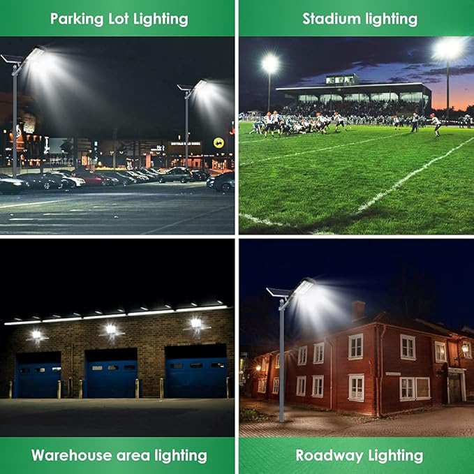 Solar Street Lights Outdoor 6600W Solar Flood Parking Lot Lights With Remote Security Motion Sensor Led Fixture Dusk to Dawn IP66 Waterproof For StadiumPathwayYardDrivewayRoadwayBasketball Court