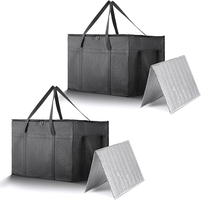 Food Delivery Bag 2 Pcs Insulated XXXL Pizza Delivery Bags Premium Insulated Grocery Bag Reusable Warming Bags Catering Supplies for Grocery Shopping and Catering