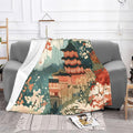 Landscape Illustration Soft Fleece Blanket 60 * 50 inch Soft Sofa Blanket Suitable for Sofa Camping Travel Night Cover Blanket