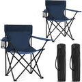 2 Pack Portable Camping Chairs Folding Lawn Chair Outdoor Lightweight Beach Chair with Cup Holder &amp Carry Bag for Outside Sports Fishing Hiking Travel Picnic Backyard Navy Blue