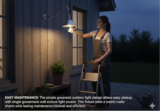 AGB101-AS20-GAL Gooseneck Barn Light - Galvanized Outdoor Dome with Incandescent Downlight | Wall-Mount Fixture for Patios Gardens Pathways and Large Outdoor Living Spaces