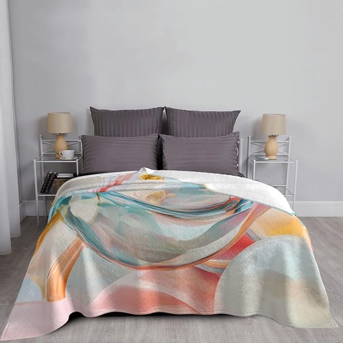 Liquid Round Soft Fleece Blanket 60 * 50 inch Soft Sofa Blanket Suitable for Sofa Camping Travel Night Cover Blanket