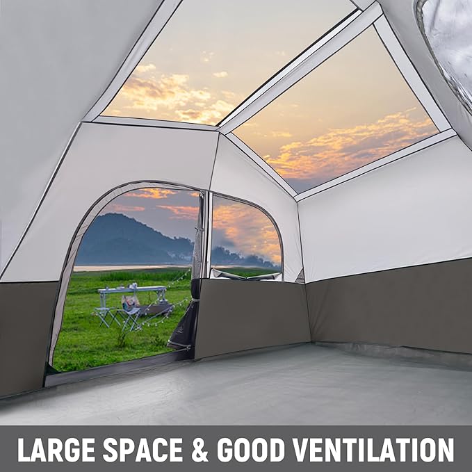 HIKERGARDEN 6-8 Person Camping Tent - Portable Family Cabin Tent for Camp Windproof Fabric Camp Tent Outdoor for Hiking Backpacking Traveling